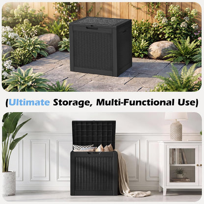 Outdoor Storage Box, 31 Gallon Resin Deck Boxes Outdoor Waterproof For Patio Furniture, Garden Tools, Pool Supplies, Lockable And UV Resistant (Rattan Gray)
