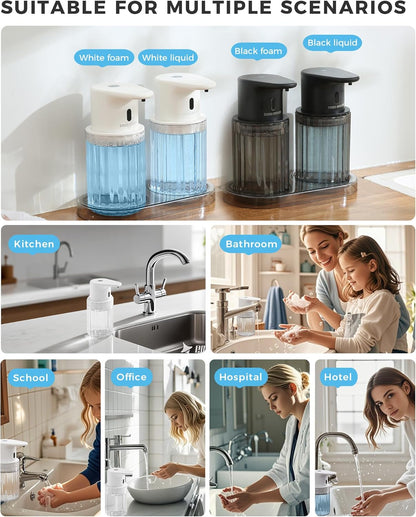 Automatic Foaming Soap Dispenser Touchless, 3 Adjustable Liquid Levels, 10oz/300ml Rechargeable, IPX7 Waterproof for Bathroom, Kitchen, Black