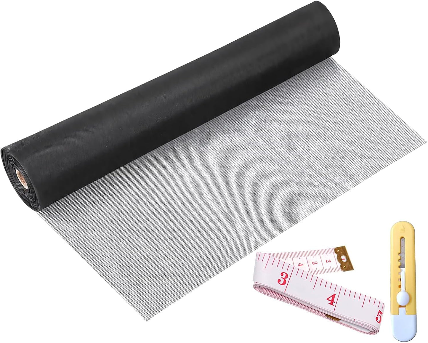 Window Screen Replacement Kit 32 Inch X 66 Feet Durable High Hardness Nanofibers Roll Screen Mesh Window Screen Repair Kit Black for Any Door and Window