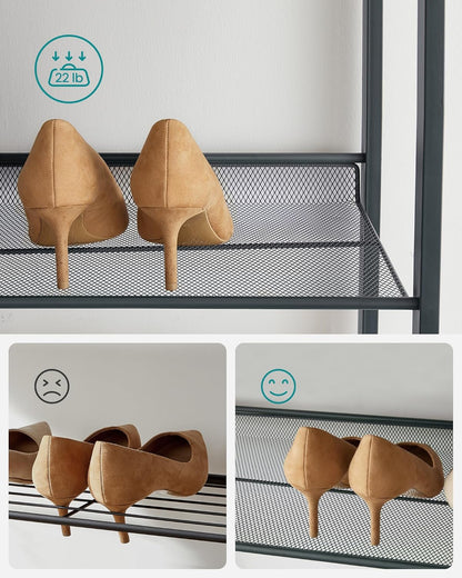 SONGMICS Shoe Rack, 12-Tier Shoe Organizer, Metal Shoe Storage for Garage, Entryway, Set of 2 6-Tier Stackable Shoe Shelf, with Adjustable Flat or Angled Shelves, Holds 48-60 Pairs, Black ULMR12B