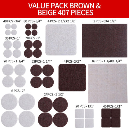 Ezprotekt Felt Furniture Pads for Hardwoods Floors, 440 PCS Self Adhesive Felt Pads for Chairs, Cuttable Anti-Scratch Furniture Feet Floor Protectors for Chair Sofa Bed Table Cabinet (Black)
