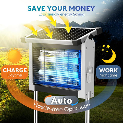 Solar Bug Zapper Outdoor, PhatroyYee Mosquito Zapper 4500V, Waterproof Portable Fly Zapper, Rechargeable Electric Mosquito Killer, Cordless Fly Insect Mosquitos Trap for Patio Yard Home Garden Camping
