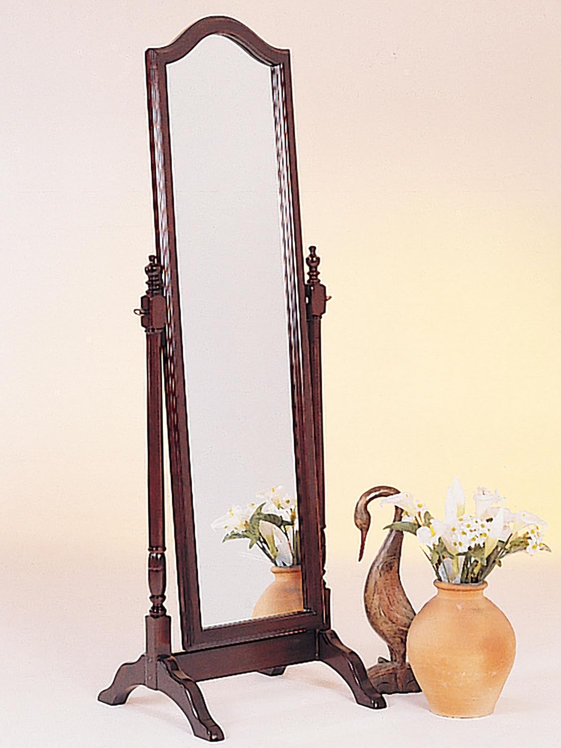 Coaster Home Furnishings - Cabot - Wood - Cheval Standing Mirror with Swivel Base, Full-Length Viewing and Arched Top - Bedroom, Entryway & Dressing Area - Merlot - 3103
