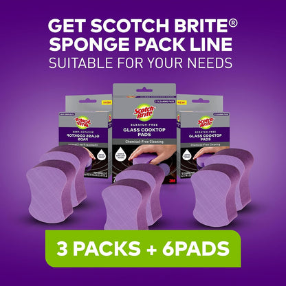 Scotch-Brite Scratch-Free Glass Cooktop Pads, Chemical Free Cleaning for Glass Stovetops, Tackle Burnt-On Messes, 2 Cleaning Pads