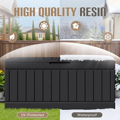 JUMMICO 31 Gallon Resin Deck Box Waterproof Indoor Outdoor Storage Boxes for Patio Furniture Cushions and Garden Tools (Brown)
