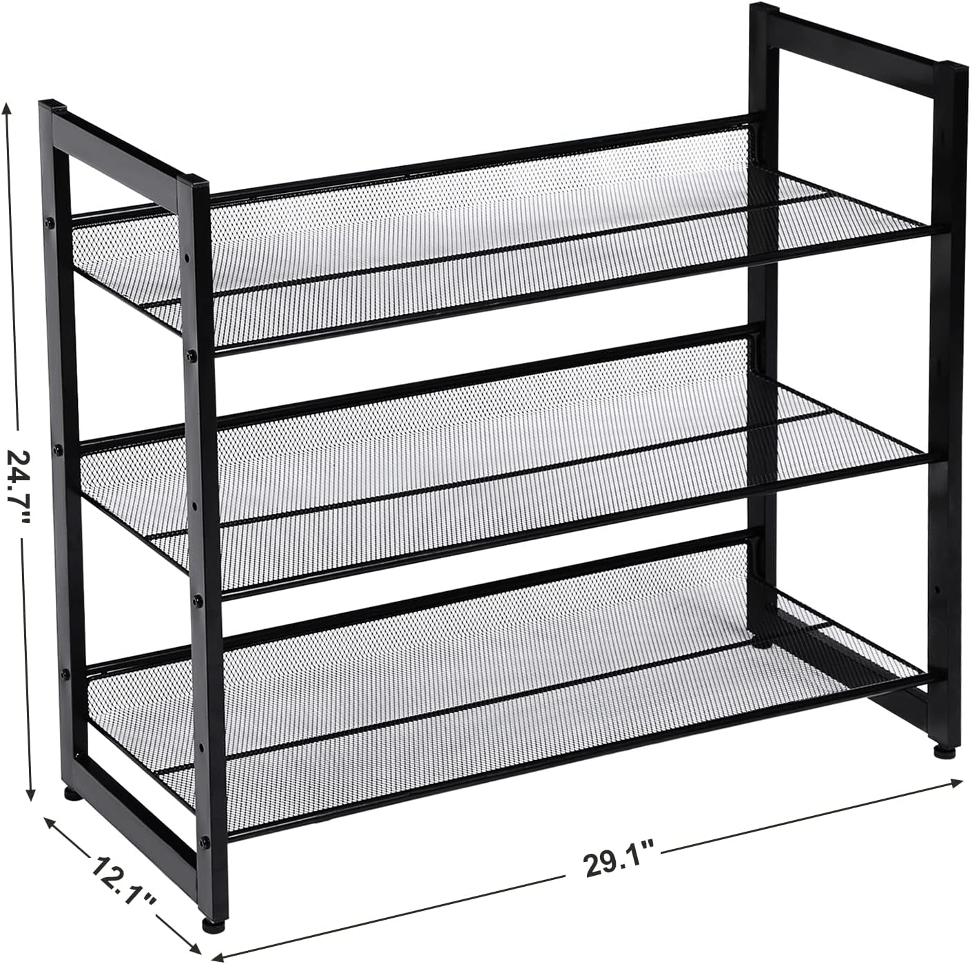 SONGMICS Shoe Rack, 12-Tier Shoe Organizer, Metal Shoe Storage for Garage, Entryway, Set of 2 6-Tier Stackable Shoe Shelf, with Adjustable Flat or Angled Shelves, Holds 48-60 Pairs, Black ULMR12B