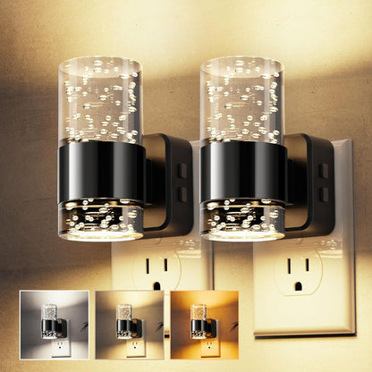 L LOHAS LED Night Light, Bubble Night Lights Plug into Wall,2 Pack 3000K/4000k/5000K Adjustable Color Temperature Night Light,Dimmable Nightlights with Dusk to Dawn Sensor for Rooms Bathroom Hallway