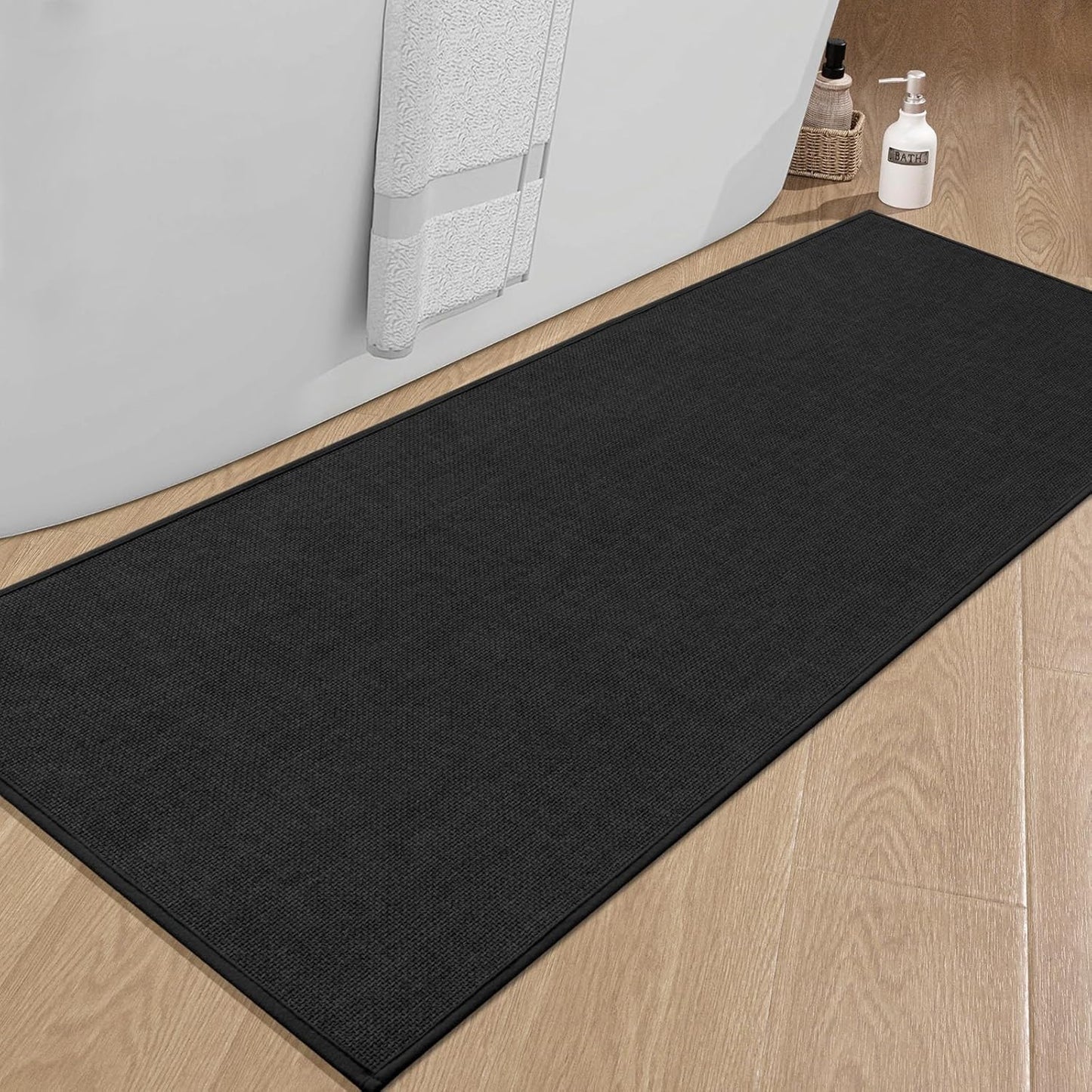 chakme Bathroom Rugs Mat 24x17, Ultra Thin Non Slip Bath Mat Small Quick Dry Absorbent Bath Mat for Bathroom Floor, (Dark Beige, 24"x17")