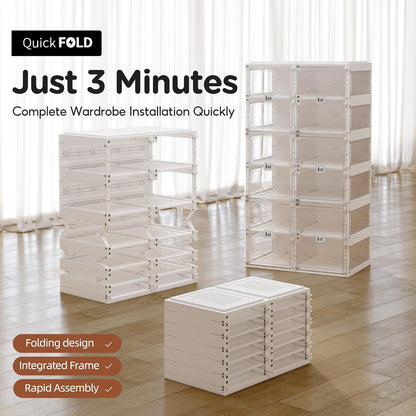 ANTBOX Collapsible Shoe Boxes Clear Plastic Stackable, Quick Setup Drop Front Shoe Organizer, Display Storage Cabinet for Sneakers10 Tiers 20 Pairs