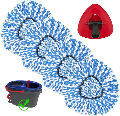 Mop Heads for O Cedar RinseClean 2 Tank Spin Mop System, 3 Microfiber Mop Head Refills and 3 Chenille Mop Pads,1 Scrub Brush, and 1 Mop Base with Mop Handle Set Combo