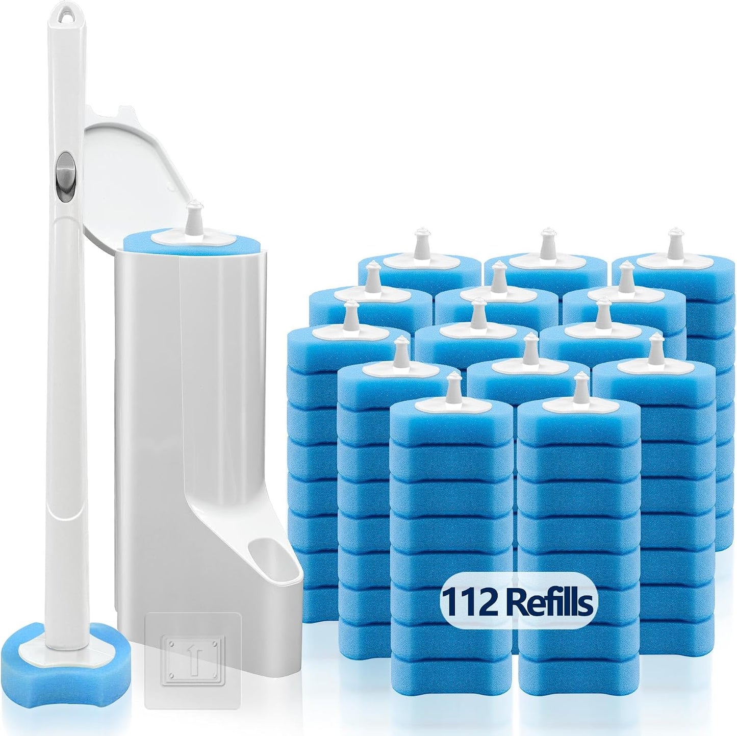 144 Count Disposable Toilet Brush Refills Compatible with Most Wands, Toilet Bowl Wand Refills-Blue Disposable Sponge Refill Heads Prefilled Cleaning Fluid for Bathroom Toilet Cleaning.