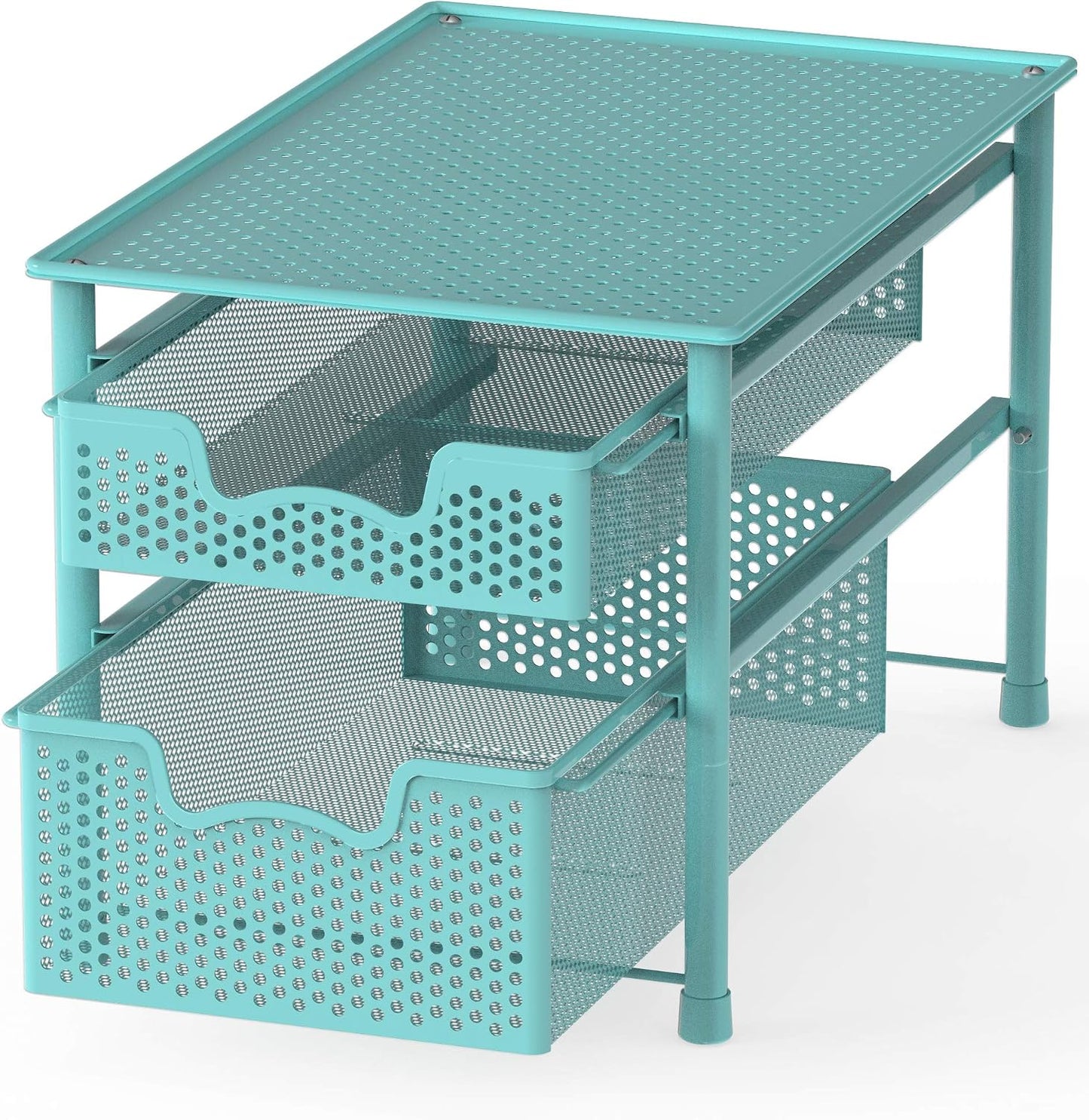 Simple Houseware Stackable 2 Tier Sliding Basket Organizer Drawer, White