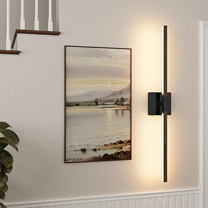 8000mAh Battery Operated Wall Sconce with Remote Control, 3000K-6000K Dimmable Black Wireless Rechargeable Wall Sconces Set of Two with Timer Function for Living Room, Bedroom, Stairwell, TV 24 Inch