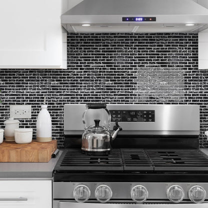 URCOLOR 10-Sheet Peel and Stick Backsplash Tile for Kitchen - 12”×12” Stick on Wall Tile for Bathroom, Black White Grey