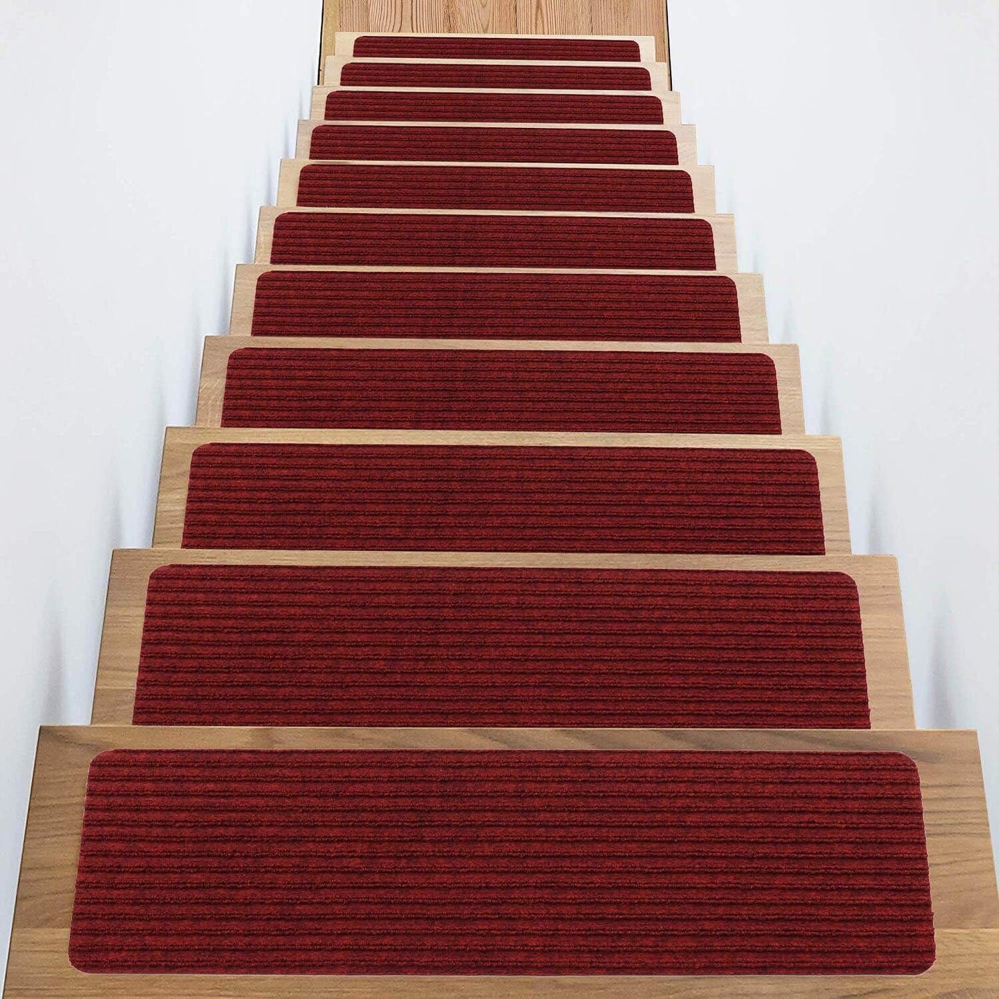 Stair Treads Non-Slip 16 Pack 8"x30" - Carpet Stair Runner for Indoor Wooden Steps with TPE Backing & Anti-Skid Surface, Reusable Adhesive Safety Rug for Kids/Elder/Pet-Friendly - Brown