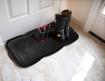 A1HC Heavy Duty Flexible and Durable 100% Rubber Hello Triangle Boot Trays Multi-Purpose for Shoes, Pets, Garden - Mudroom, Entryway, Garage and Scraper Doormat 21.6" X 21.6"