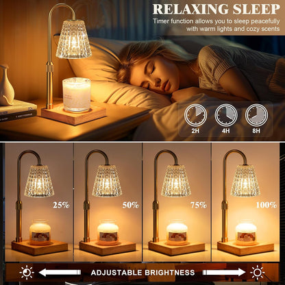 Hong-in Candle Warmer Lamp with Timer-Dimmable Adjustable Height Candle Lamp Warmer, Birthday Gifts for Women Mom Her, Housewarming Office Home Decor,Wax Warmer for Scented Wax Jar Candles