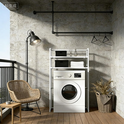 3-Tier Over Washer Shelf, Rustproof Metal Rack, Adjustable Storage for Laundry,Bathroom,Balcony(Black)