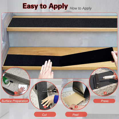 S&X Premium Outdoor Anti-Slip Tape - 4" x 60' Black Non-Slip Traction for Stairs, Ramps, Walkways, Boats, Weatherproof, High Traction, Long-Lasting Safety Solution