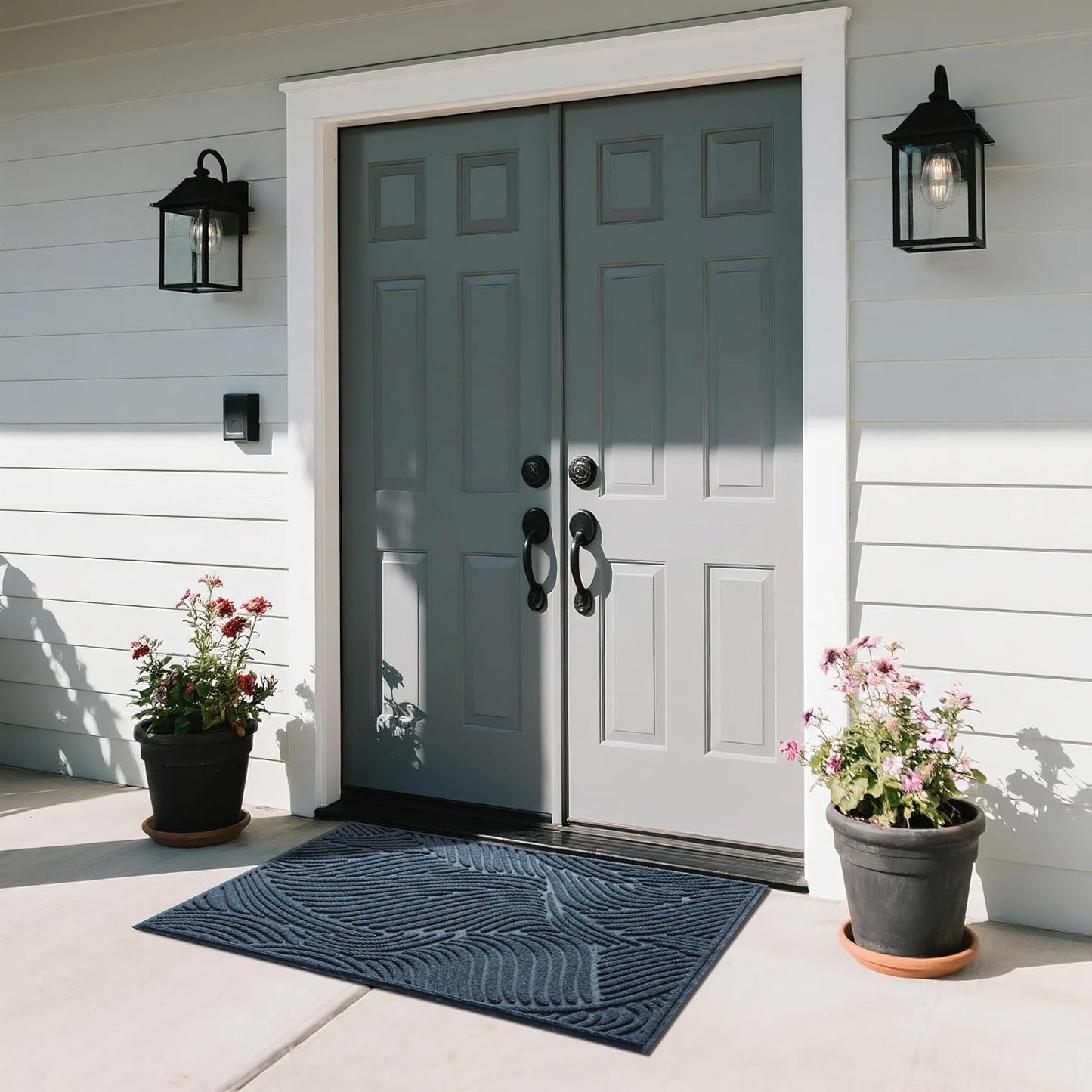 Yimobra Doormat Outdoor Entrance, Simple Stripes All-Weather Waterproof & Non-Slip Mat for Front Door, Heavy Duty Welcome Mat for Indoor, Garage, Patio-29.5x17, Dark Grey