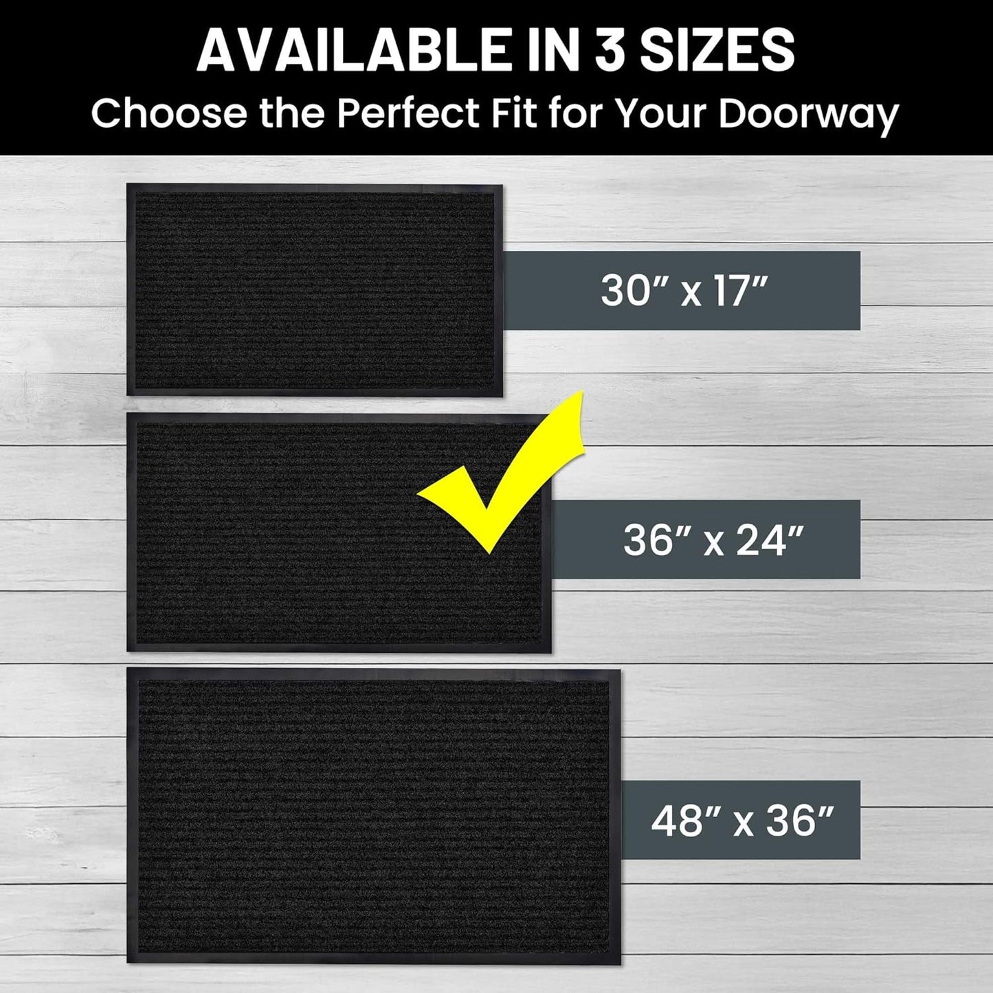 Sierra Concepts Front Door Mat Welcome Floor Mats - Entryway Indoor Outdoor Entrance Doormat, Patio, Porch, Muddy Shoe, Inside Outside Low Profile, 30x17 inches, 2-Pack Gray