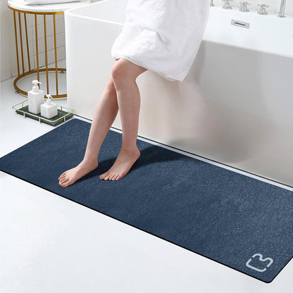 Diatomaceous Earth Bath Mat Rugs Super Absorbent Diatomite Stone Bath Mat Non Slip Quick Dry Thin Bathroom Mat Fit Under Door, Floor Rugs in Front of Bathtub, Shower Room, Sink,15.7"x23.6", Grey