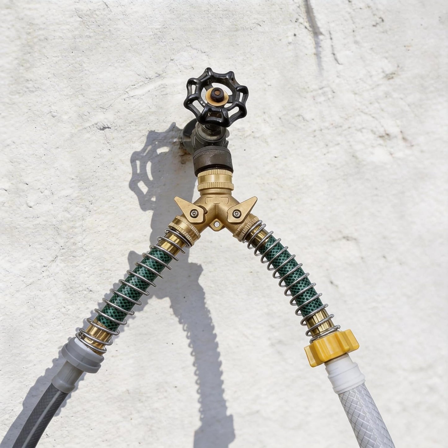 ‌VANCOCO 2 Way Garden Hose Splitter, 3/4" Heavy Duty Solid Brass Hose Y Splitter With 2 Shut-off for Outdoor Faucet & Garden Hose