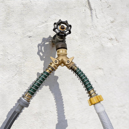 ‌VANCOCO 2 Way Garden Hose Splitter, 3/4" Heavy Duty Solid Brass Hose Y Splitter With 2 Shut-off for Outdoor Faucet & Garden Hose