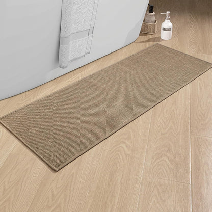 chakme Bathroom Rugs Mat 24x17, Ultra Thin Non Slip Bath Mat Small Quick Dry Absorbent Bath Mat for Bathroom Floor, (Dark Beige, 24"x17")