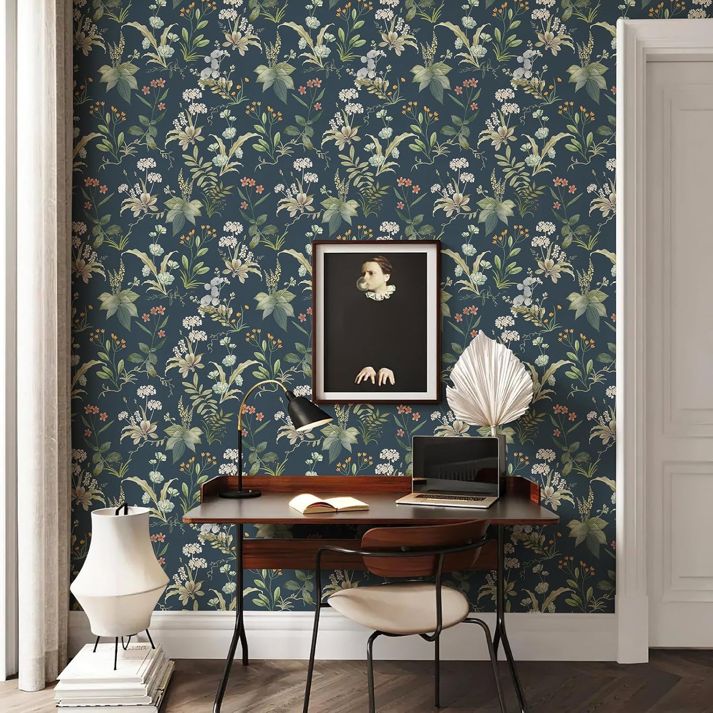 Simon&Siff Vintage Wallpaper Peel and Stick Beige Floral Contact Paper Wildflowers Botanical Wall Paper Removable Renter Friendly Wallpaper 17.3in x 9.8ft