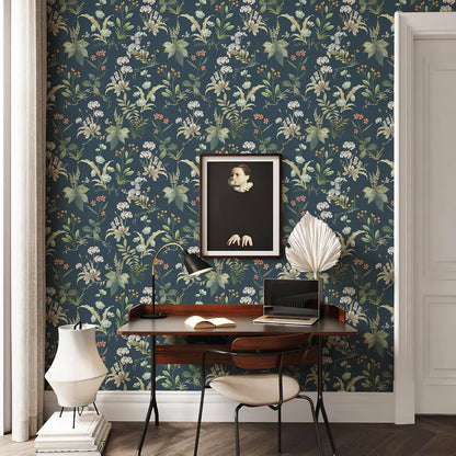 Simon&Siff Vintage Wallpaper Peel and Stick Beige Floral Contact Paper Wildflowers Botanical Wall Paper Removable Renter Friendly Wallpaper 17.3in x 9.8ft
