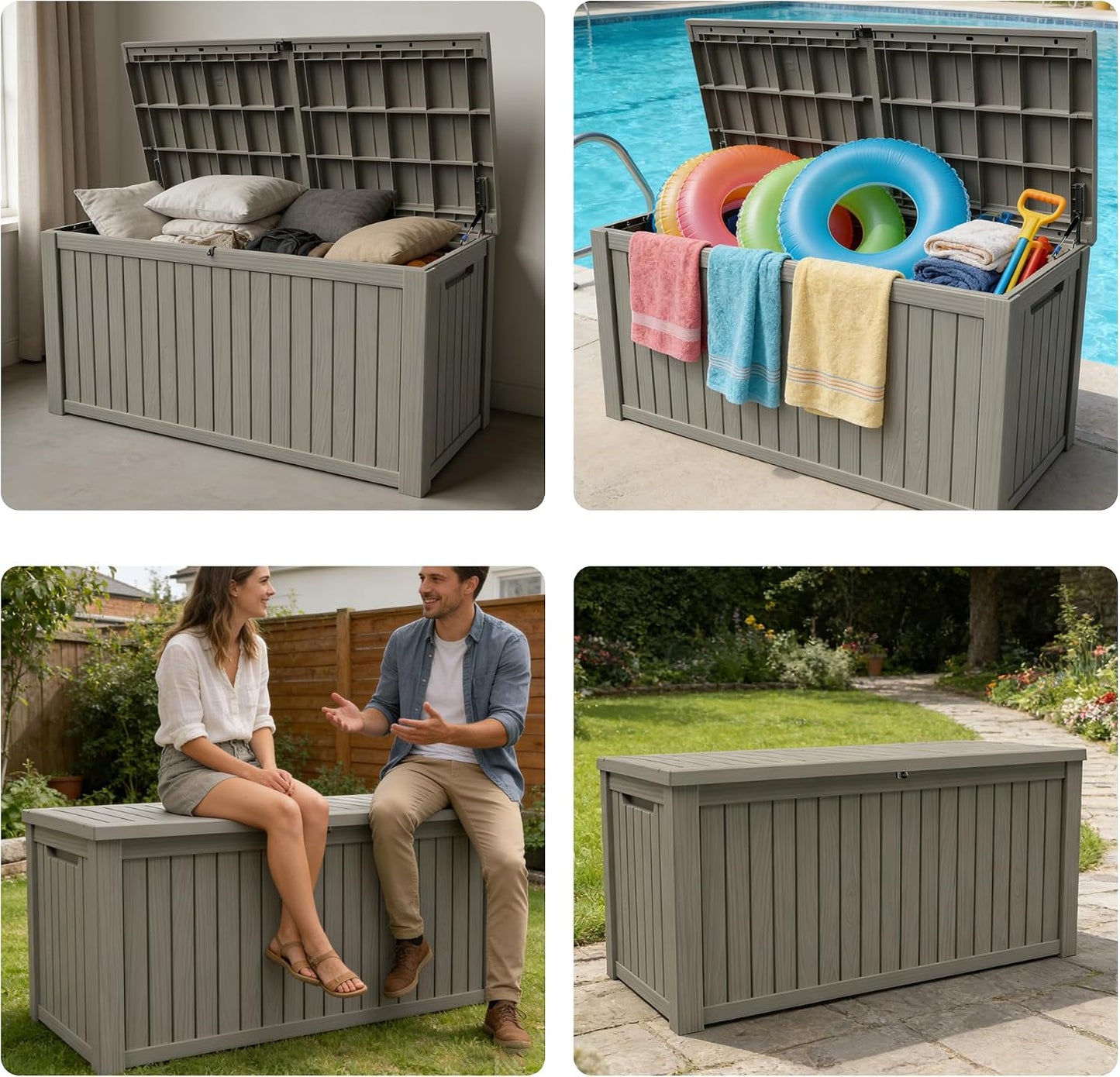 320 Gallon Outdoor Storage Box Resin Deck Box All Weather Waterproof Large Lockable Storage Container Deck Box for Patio Furniture, Garden Tools, Lockable, Black