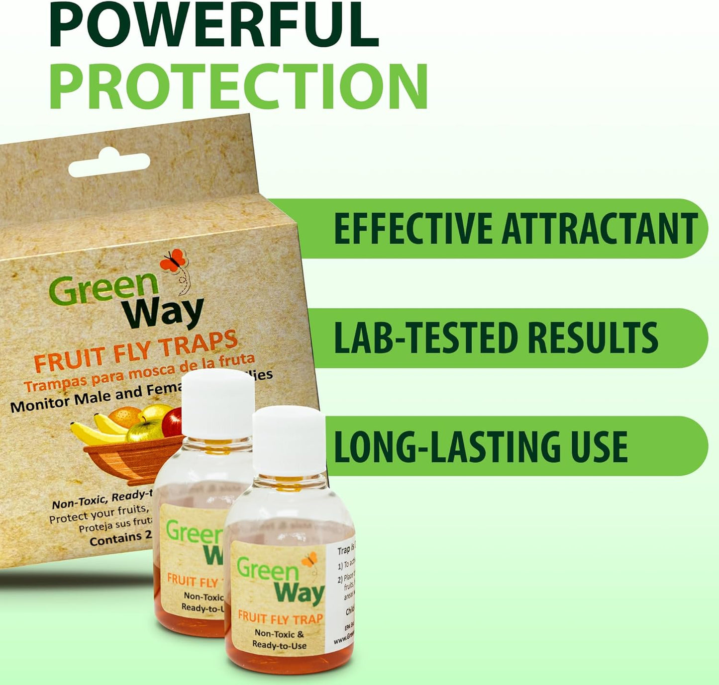 Greenway Traps Fruit Fly Trap, Indoor and Kitchen, Reduced Fruit Fly Infestations, Non-Toxic, Long-Lasting, 2 Packs (Includes 4 Traps)