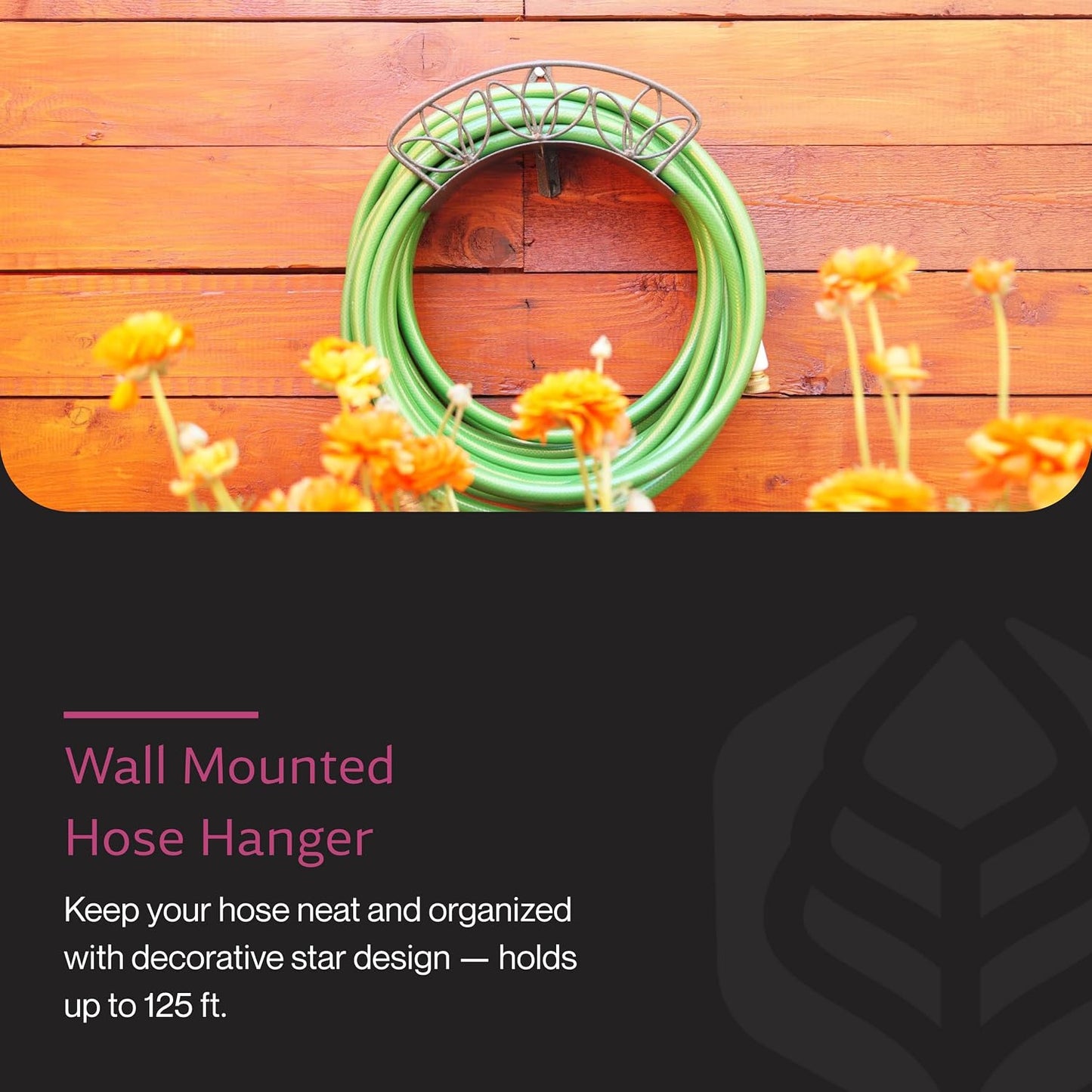 Yard Butler Heavy Duty Wall-Mounted Hose Hanger - Garden Hose Holder for Convenient Organization - Holds up to 125 Feet - Powder Coated Steel - Heavy Duty Bracing - Classic Design, Green