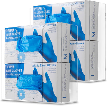 Stock Your Home Triple Acrylic Gloves Dispenser, Tissue Box Shelf, Glove Holder Wall Mount, For Kitchen, Cleaning Closet, Lab, Exam, Office