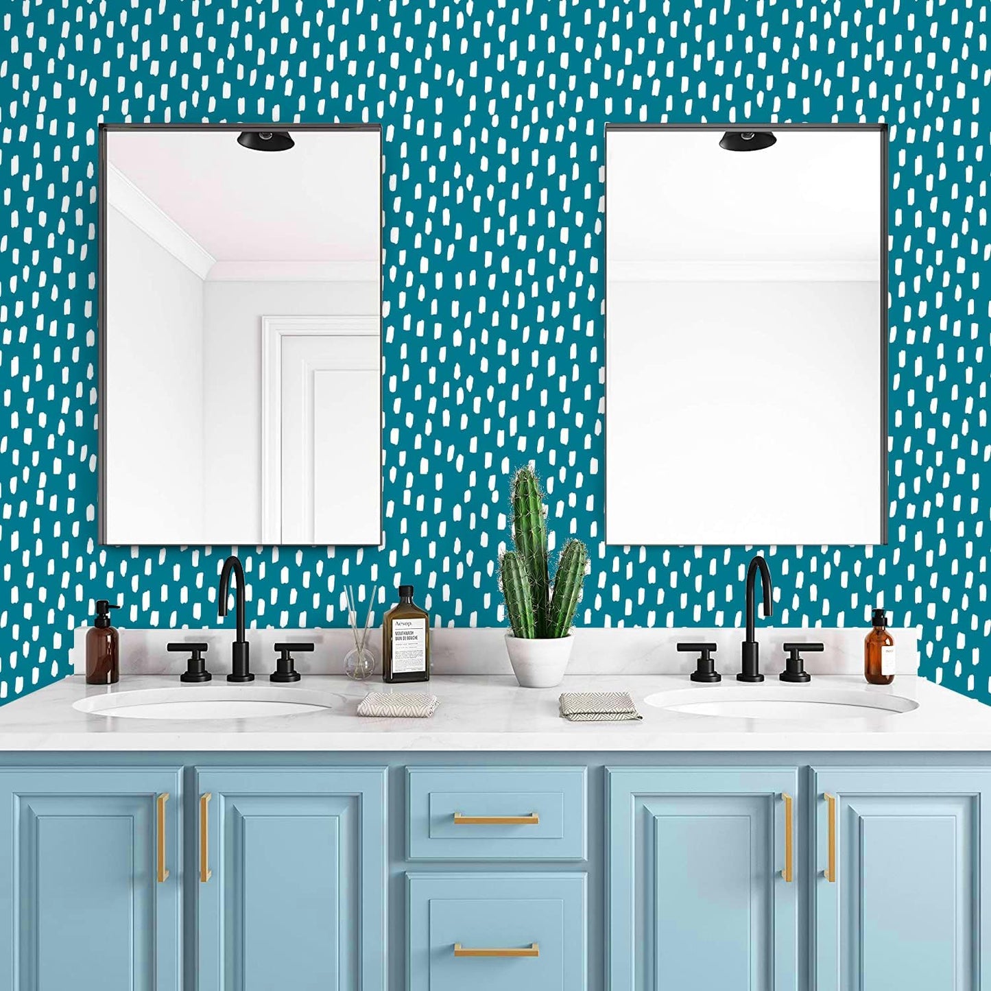 HAOKHOME Peel and Stick Wallpaper Boho Modern Dots Wall Paper Removable for Bathroom Caramel/White Contact Paper 17.3in x 9.8ft
