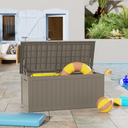 Outdoor Storage Box, 320 Gallon Waterproof Deck Box [Upgraded 3.0], Dual Gas-Spring Ultimate Resin Organizer for King Cushions, Heavy-Duty Lockable Estate Storage Bench, Backyard BBQ, Black