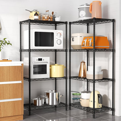 Golpart 4 Tier Adjustable Storage Shelves Metal Utility Shelf Wire Shelving Unit Organizer Rack for Home Kitchen Office Bathroom Pantry Room 12" D x 18" W x 44" H