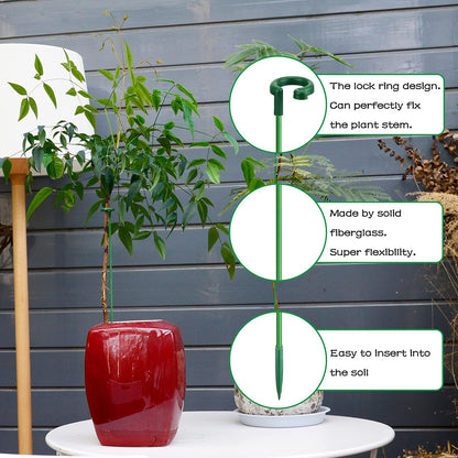 Plant Stakes 17inch &11inch SupKing Adjustable Length Plant Support Stake 16Pcs Orchid Stick with Clips for Indoor Outdoor,Garden Pole for Potted Tomato Amaryllis Vegetables Comes with 20 Ties (Green)