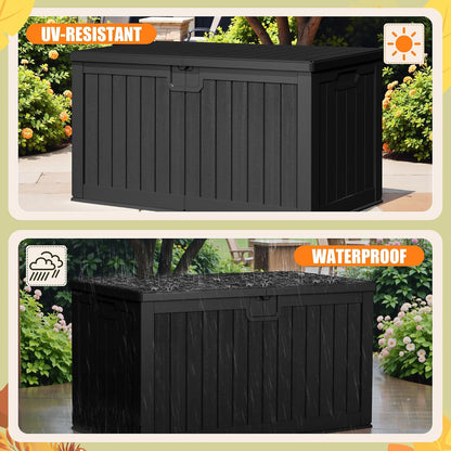 Devoko 30 Gallon Resin Deck Box Waterproof Outdoor Storage Box for Patio Furniture Pool Accessories Indoor Storage for Cushion Garden Tools (30 Gallon, Black)
