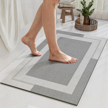 YDKGL Non Slip Bath Mat, Rubber Backing Ultra Thin Bathroom Rugs Fit Under Door Quick Dry Super Absorbent Washable Bath Rug Shower Mat for Bathroom Floor Bathtub Shower Sink, Easy Care Blue 16"x 24"
