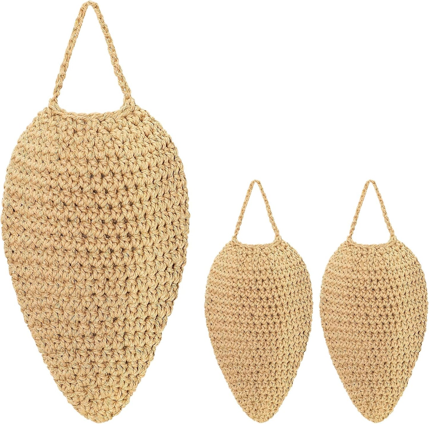 3 Pack Large Crochet Wasp Nest Decoy, Fake Wasp Nest Deterrent for Wasps Hornets, Wasp Traps Outdoor Hanging for Home and Garden