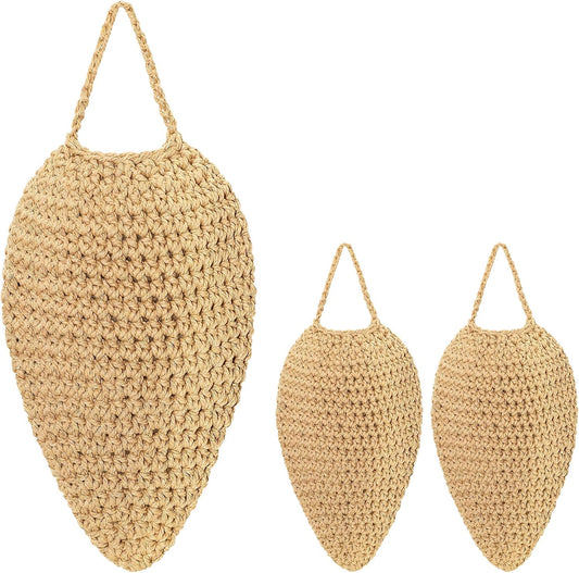 3 Pack Large Crochet Wasp Nest Decoy, Fake Wasp Nest Deterrent for Wasps Hornets, Wasp Traps Outdoor Hanging for Home and Garden