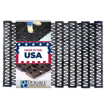 Durable Corporation-108H2436 Durite Recycled Tire-Link Outdoor Entrance Mat, Herringbone Weave, 24" x 36", Black