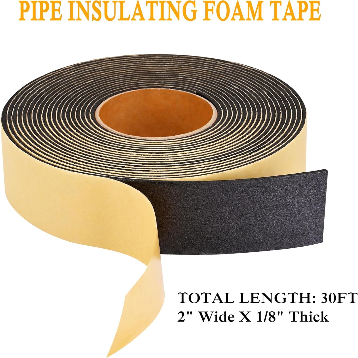 Weather Stripping Door Seal Strip 30 Feet, 2 Inch Wide X 1/8 Thick Black Foam Seal Tape Strong Adhesive for Doors and Windows Insulation, Soundproofing, Rattle