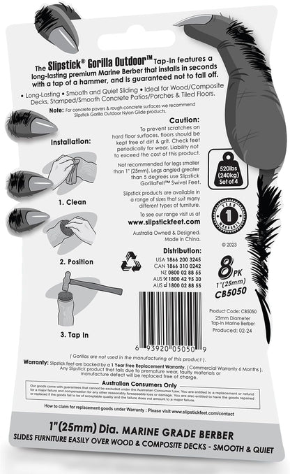 GorillaFelt Chair Leg Floor Protectors/Felt Chair Glides (Set of 16) Tap-On Felt Furniture Pads Guaranteed to Stay On, 1 Inch Round Chair Sliders