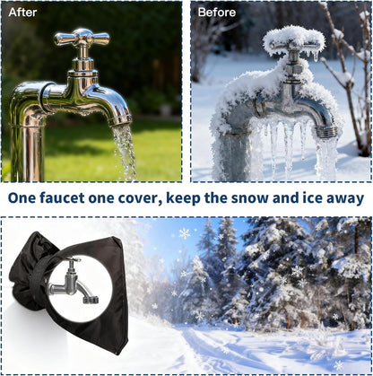 Outdoor Faucet Covers for Winter Freeze Protection,6.7" W x 8.3" H Outside Garden Faucet Socks for Winter Waterproof Reusable Hose Bibs Insulated Spigot Cover, 6 Pack Black