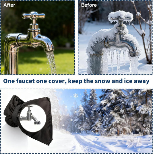 Outdoor Faucet Covers for Winter Freeze Protection,6.7" W x 8.3" H Outside Garden Faucet Socks for Winter Waterproof Reusable Hose Bibs Insulated Spigot Cover, 6 Pack Black