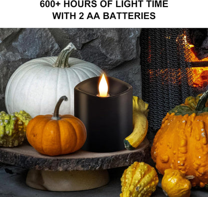 3x4 Flickering Flameless Candles Set of 3,Real Wax Pillar LED Candles,with Timer,4 inch Flameless Candles with Remote,for Party Wedding Holiday Home Decor,Ivory