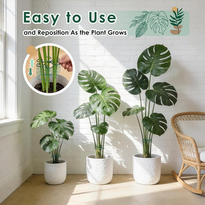 RELBRO Monstera Plant Supports, 4.3 Inch Metal Stem Support Holders Plant Stabilizer for Indoor Outdoor Potted Plants Growing Upright, Green, 4 Pcs